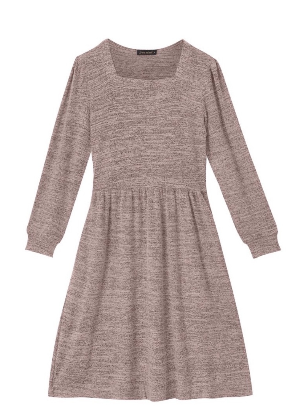 Fantaslook Sweater Dress Square Neck Long Sleeve Casual Babydoll Women's Size S